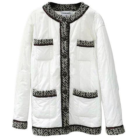 chanel puffer jacket black and white|old Chanel jackets for sale.